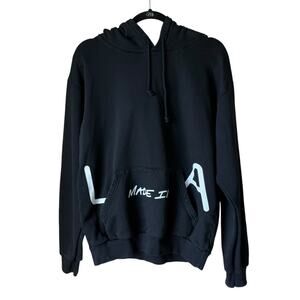 Everybody World La-original Black Hoodie with White Accents Size Medium
